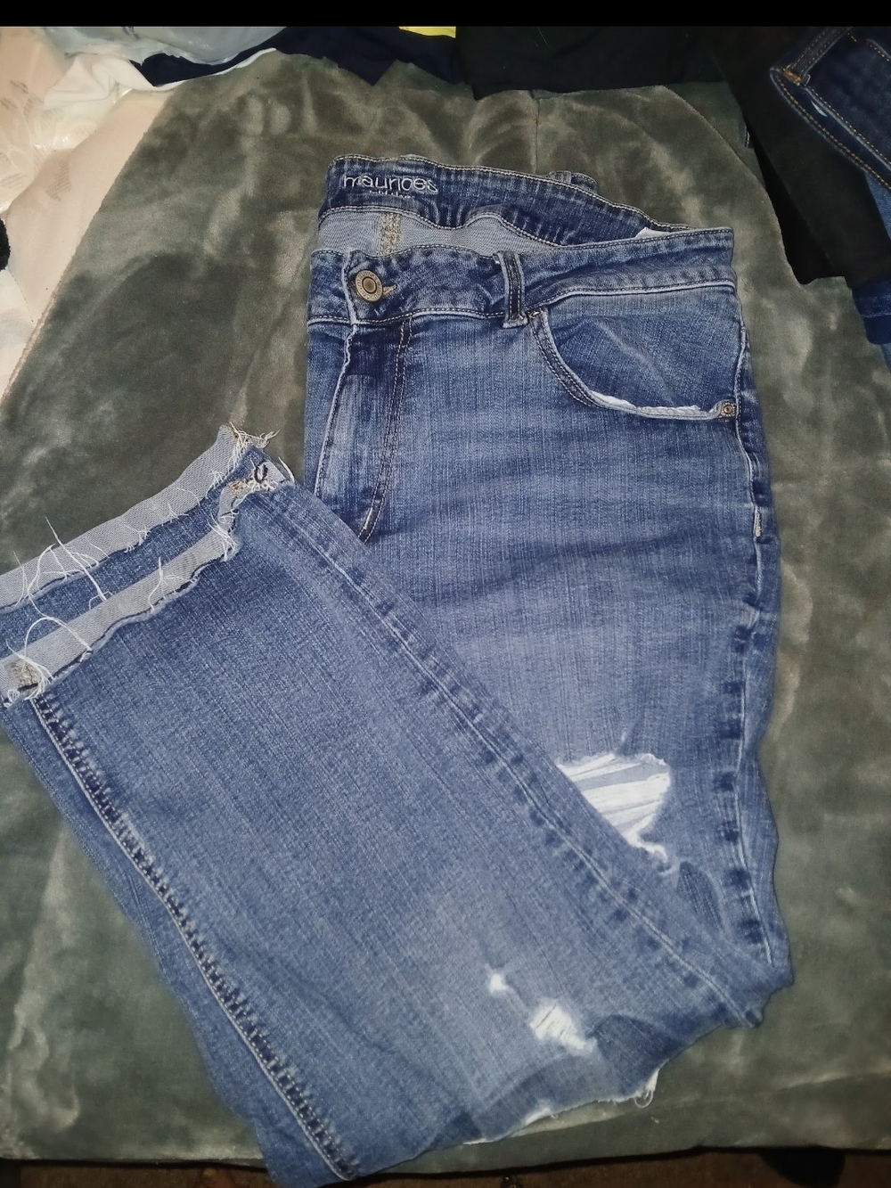 Maurices Washed Blue Distressed Ankle Jeans